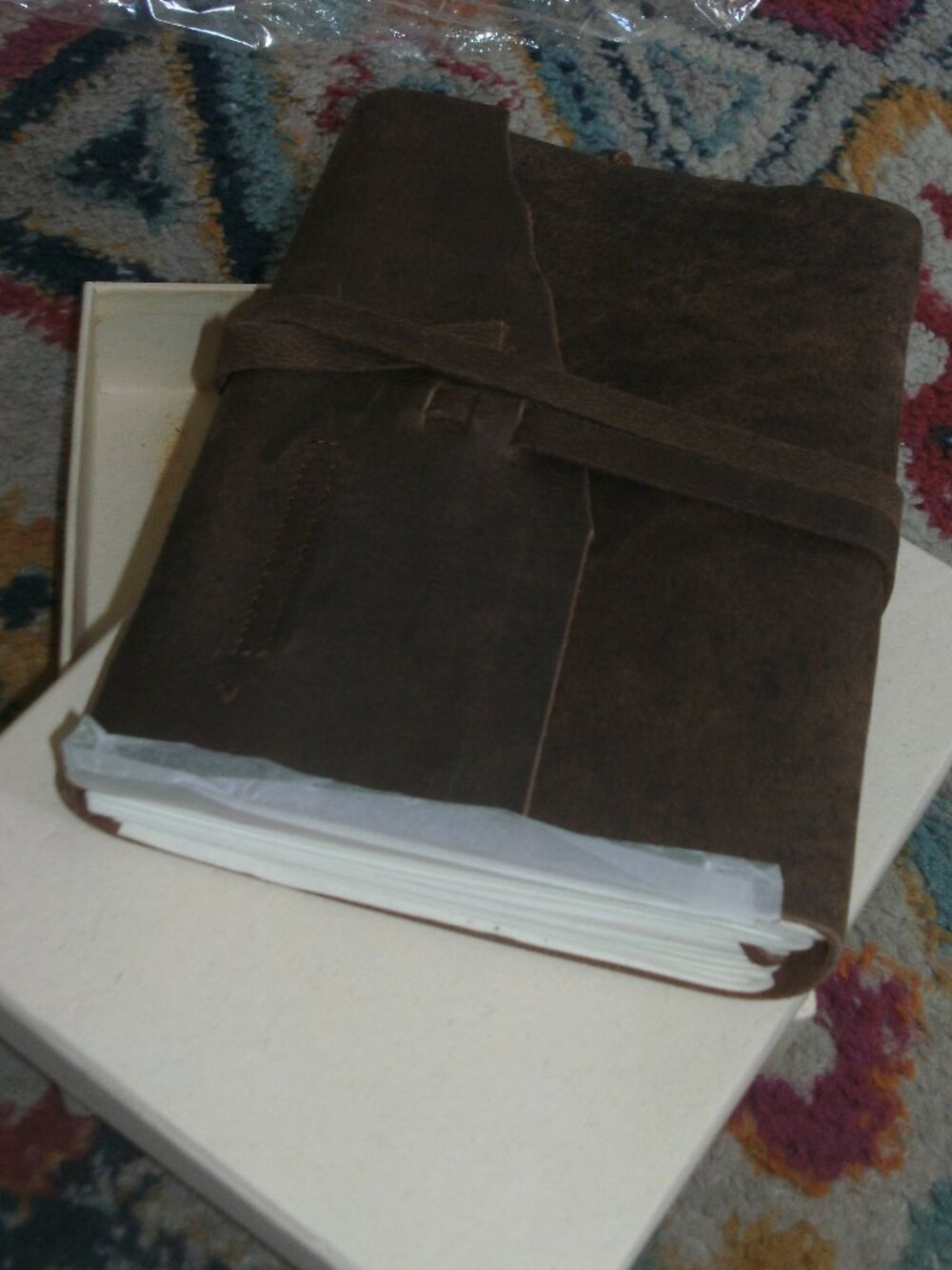 NWT Handmade Leather Bound Travel Art Sketch Unlined Paper Notebook Journal 8x6"